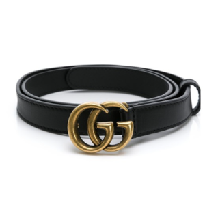 GUCCI 古馳 經典仿舊金色雙G LOGO滑面細版腰帶/皮帶(409417/寬2CM)