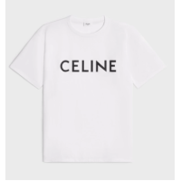 CELINE 棉質平織布寬鬆T恤 白